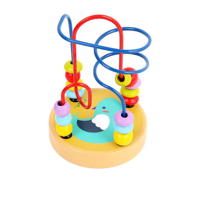 Colorful Wooden Mini Round Bead Maze | Animal-Themed Educational Toy