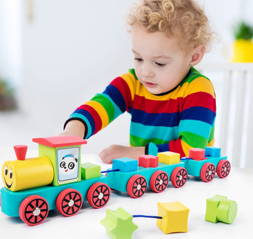 Colorful Wooden Train Block Set – Creative Play for Ages 2-4
