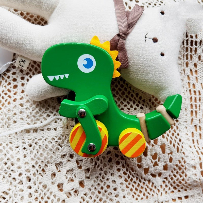 Cheerful Wooden Dinosaur Pull-Along Toy | Early Childhood Educational Playmate