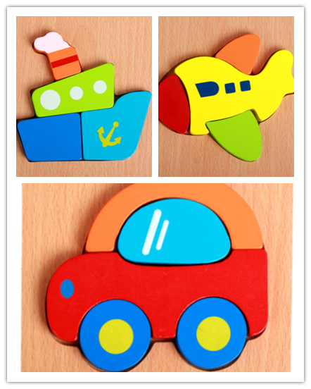 Vibrant 3D Wooden Puzzle Set for Kids | Educational and Fun Animal and Vehicle Shapes