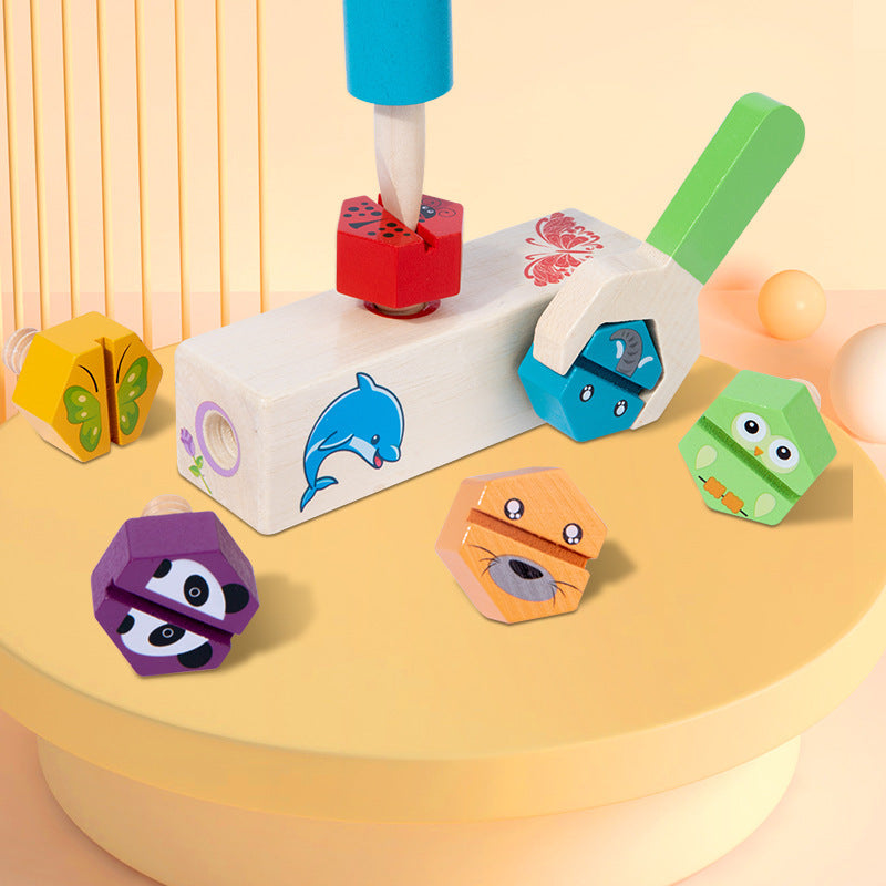 Animal Screw Wooden Toy | Creative Building & Logic Development Toy for Kids