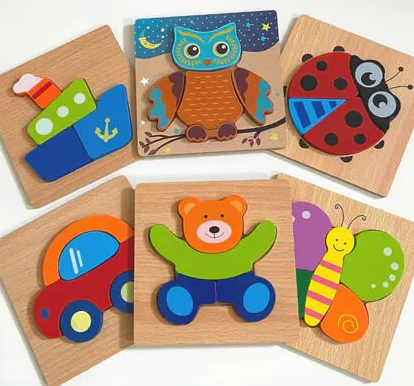 Vibrant 3D Wooden Puzzle Set for Kids | Educational and Fun Animal and Vehicle Shapes