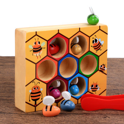Wooden Bee Color Matching Game - Engaging Educational Toy for Toddlers