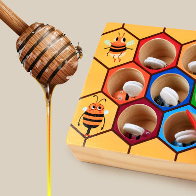 Wooden Bee Color Matching Game - Engaging Educational Toy for Toddlers