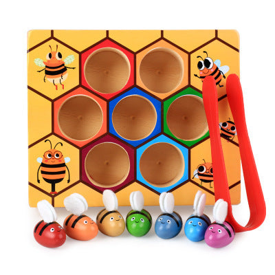 Wooden Bee Color Matching Game - Engaging Educational Toy for Toddlers