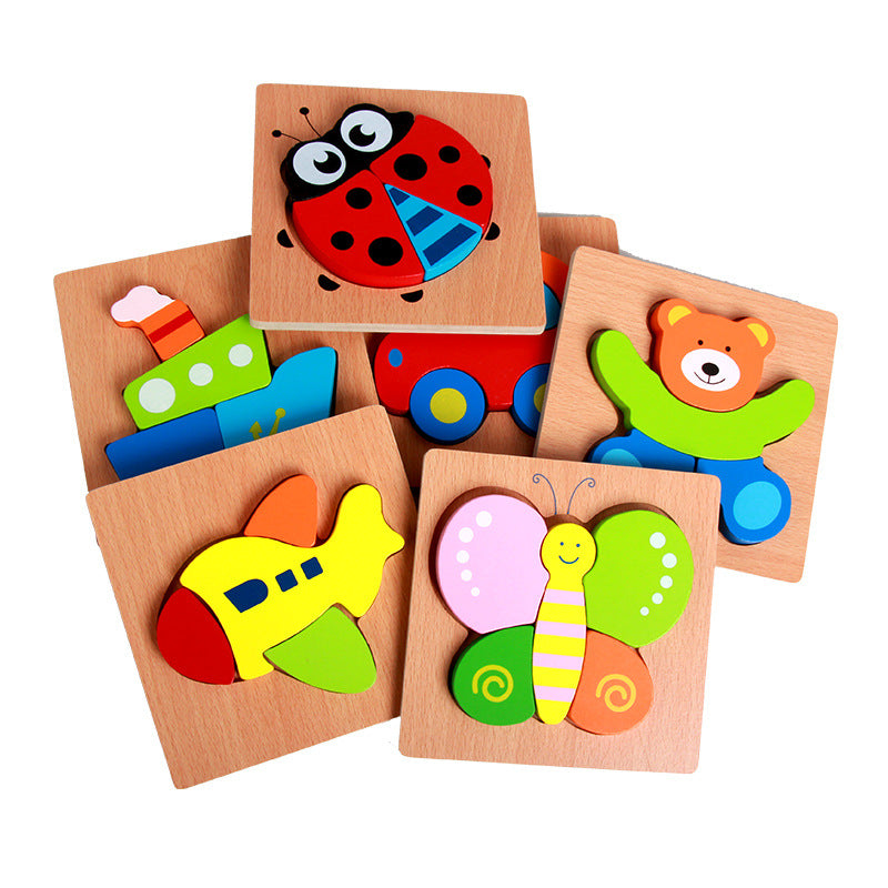 Vibrant 3D Wooden Puzzle Set for Kids | Educational and Fun Animal and Vehicle Shapes