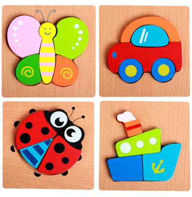 Vibrant 3D Wooden Puzzle Set for Kids | Educational and Fun Animal and Vehicle Shapes