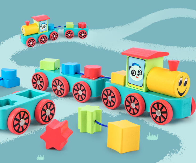 Colorful Wooden Train Block Set – Creative Play for Ages 2-4