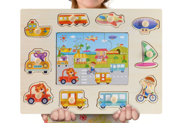 Wooden Puzzles Set for Toddlers | Alphabet, Fruits & Animals Learning Toys