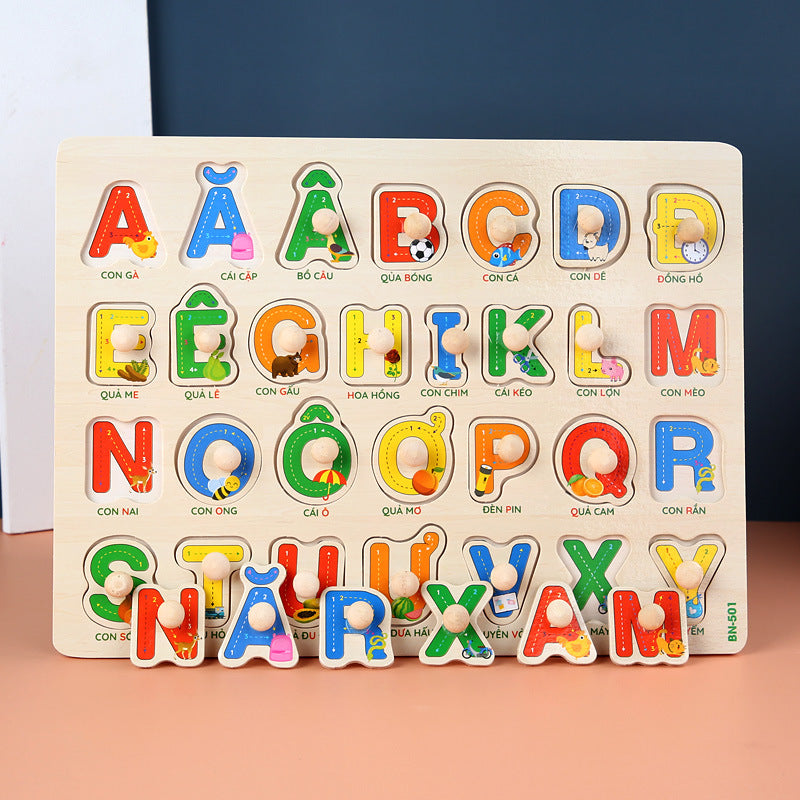 Wooden Puzzles Set for Toddlers | Alphabet, Fruits & Animals Learning Toys