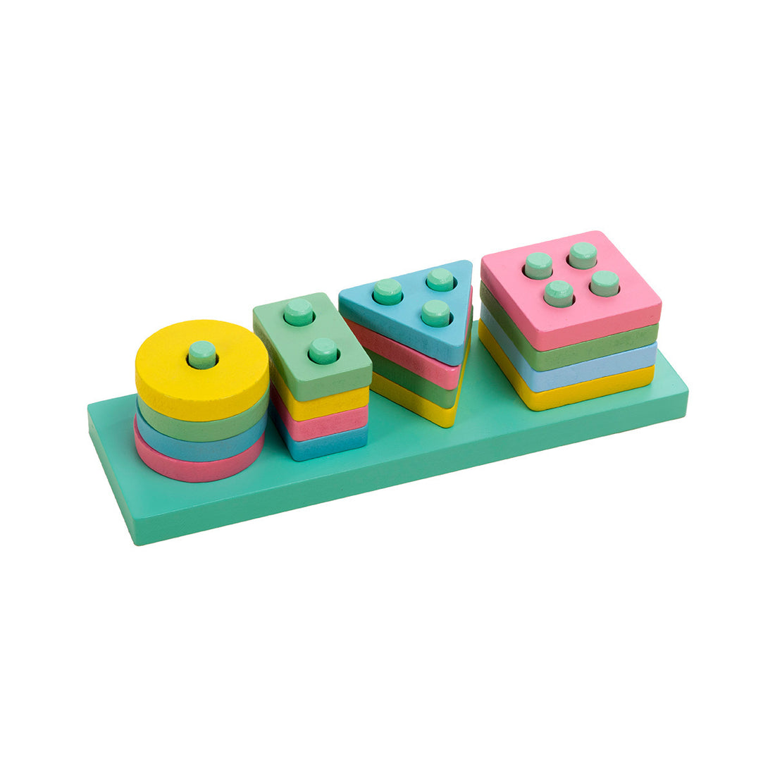 Arletta Modular Wooden Puzzle Toy - Shape Sorting and Stacking Set