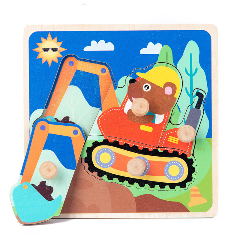 Vibrant 3D Wooden Puzzle Set for Kids | Educational and Fun Animal and Vehicle Shapes