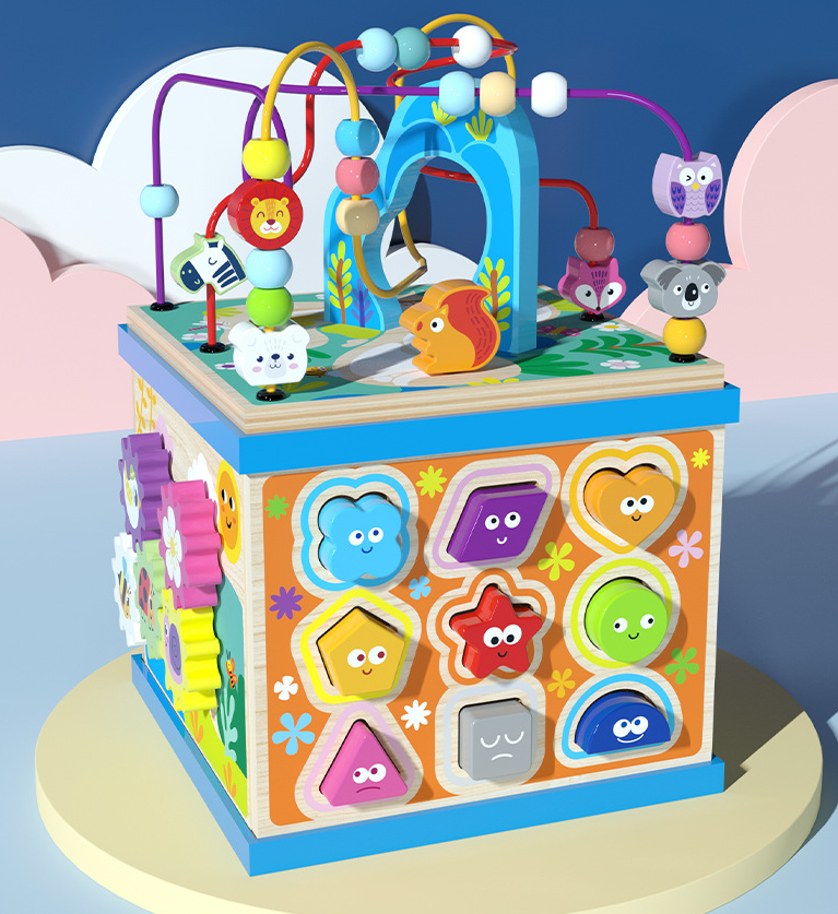 5-in-1 Activity Cube - Baby Wooden Toys for Fun Learning and Development