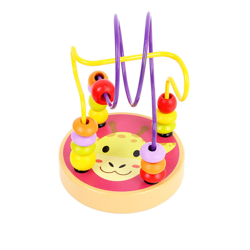 Colorful Wooden Mini Round Bead Maze | Animal-Themed Educational Toy