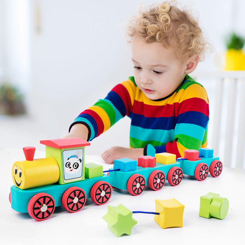 Colorful Wooden Train Block Set – Creative Play for Ages 2-4