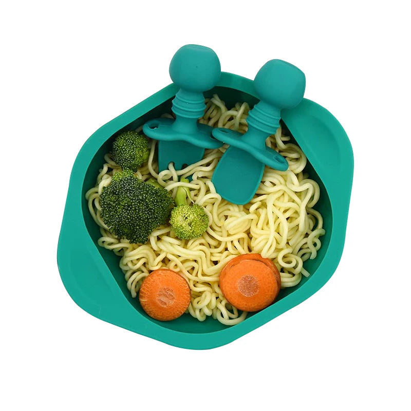Baby Silicone Licking Fork & Spoon | Teething-Friendly Training Utensils