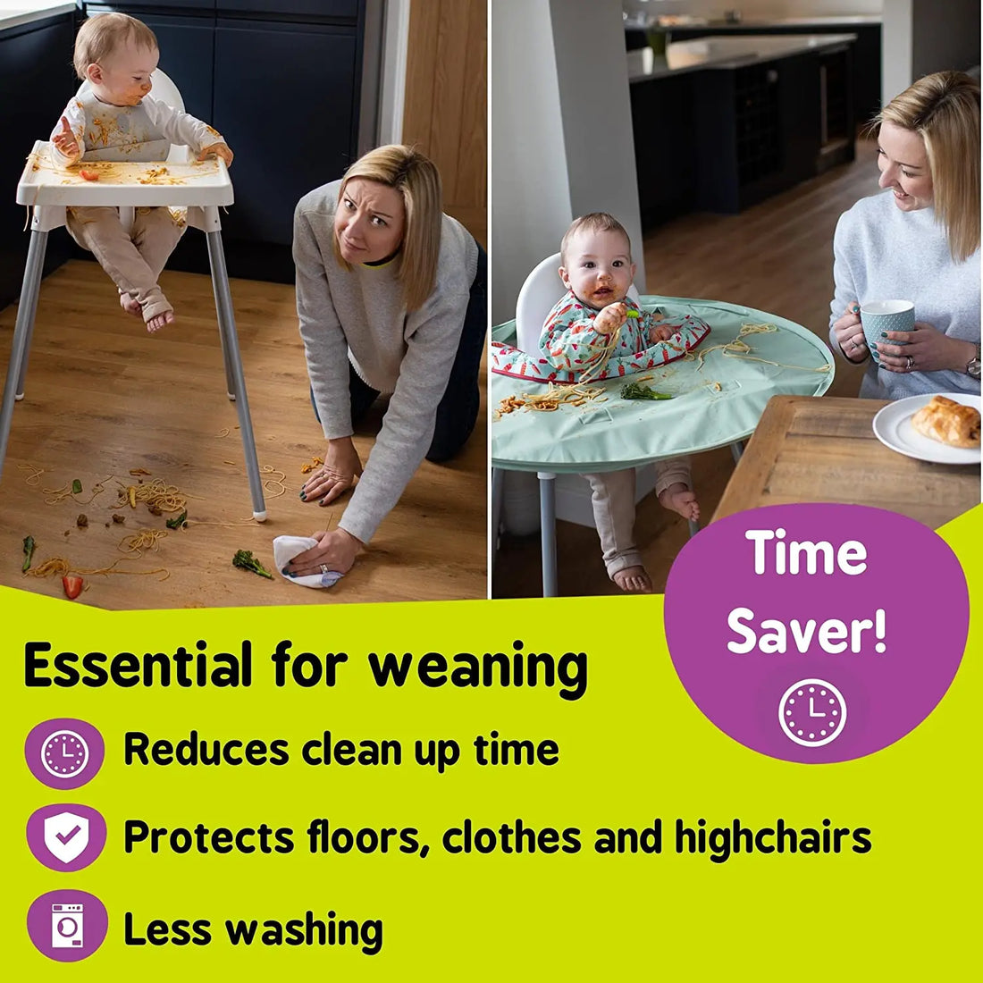 Canvas Baby Eating Table Mat Infant Feeding Cover For High Chair Learn To Eat Autonomously Graffiti Painting Mat