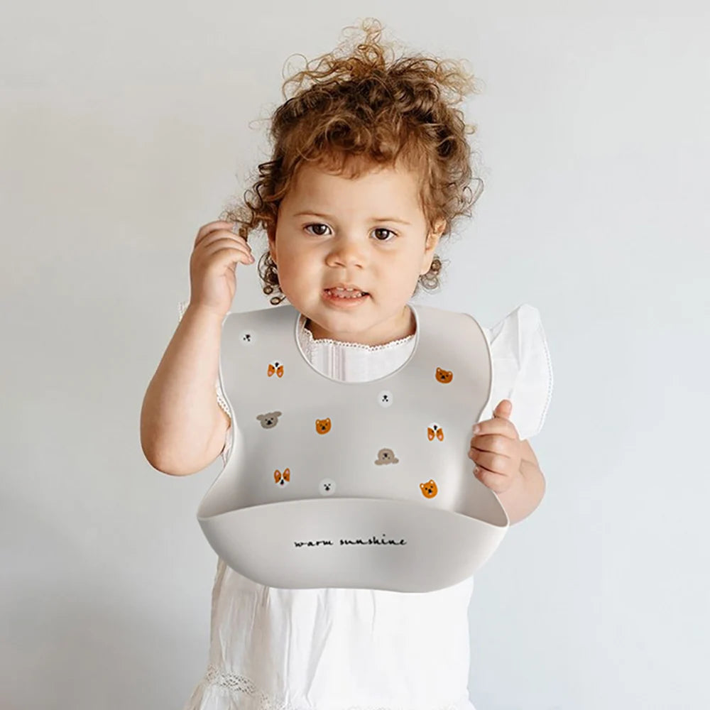 Cute Cherry & Blueberry Print Waterproof Silicone Bibs | Adjustable for All Ages