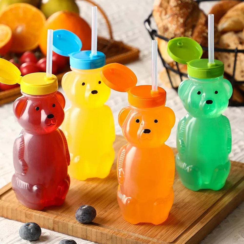Honey Bear Straw Cups for Babies | 8oz Therapy Sippy Bottles with Cleaning Tools