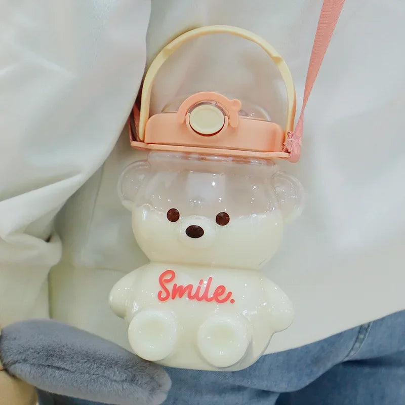 Bear Bounce Lid Straw Water Bottle | 1.4L Cartoon Kids&