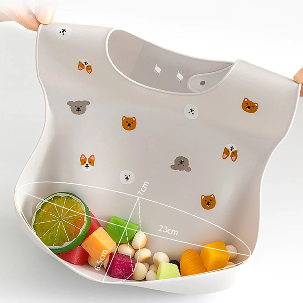 Cute Cherry & Blueberry Print Waterproof Silicone Bibs | Adjustable for All Ages