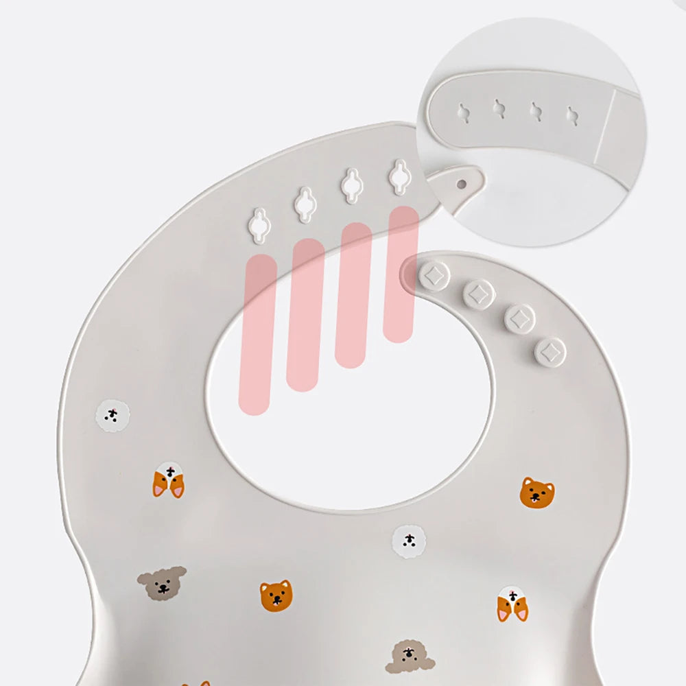 Cute Cherry & Blueberry Print Waterproof Silicone Bibs | Adjustable for All Ages