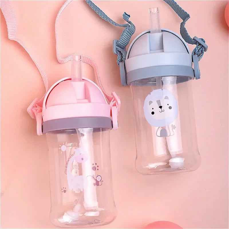 Baby Feeding Cup with Straw 250-350ml | Cartoon Pattern Training Cup for Toddlers