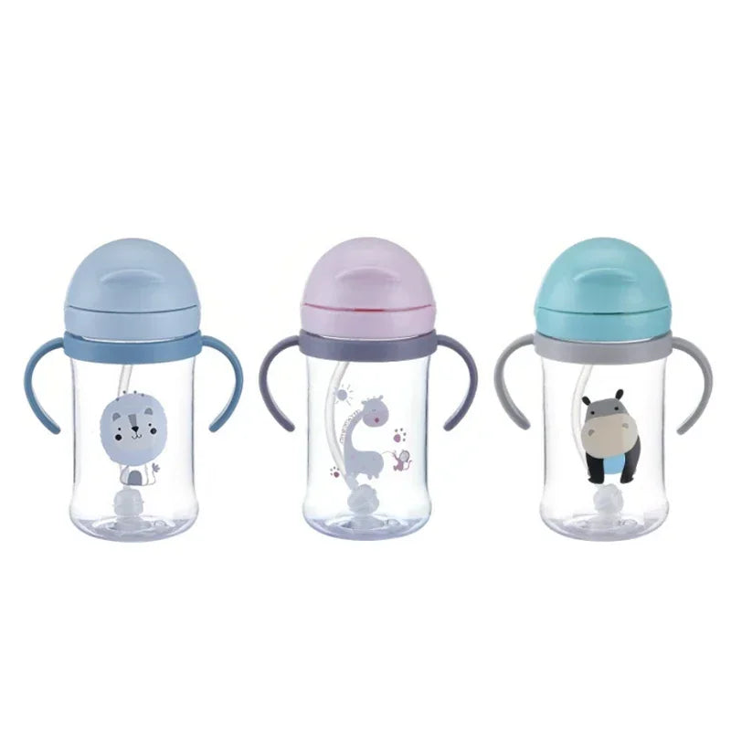 Baby Feeding Cup with Straw 250-350ml | Cartoon Pattern Training Cup for Toddlers