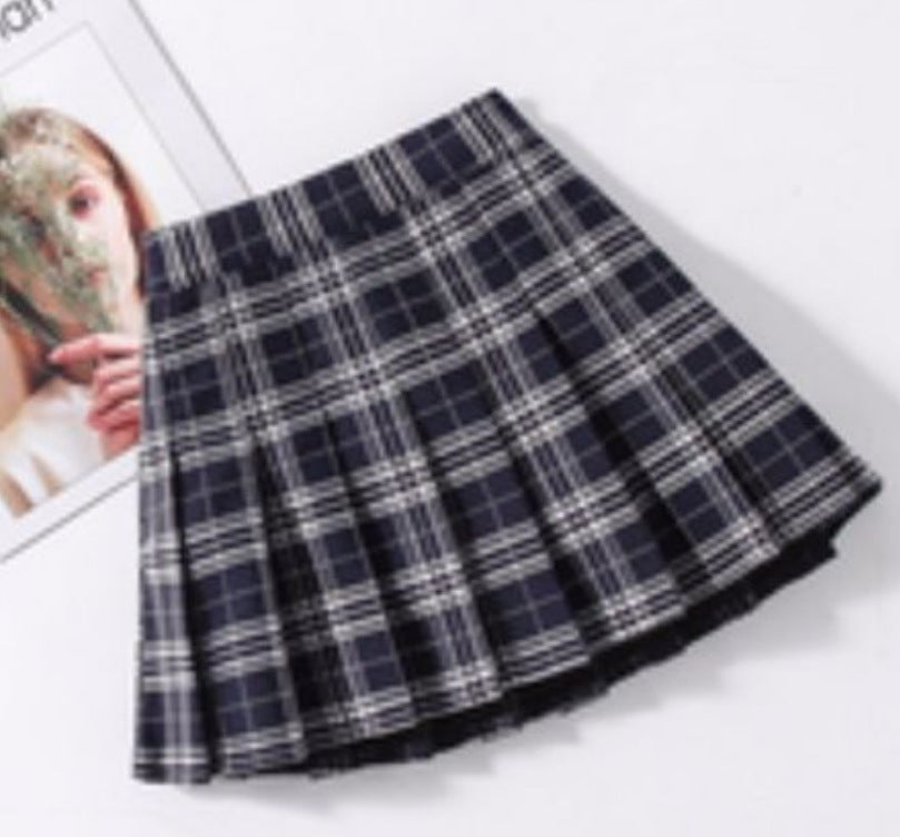 Colorful Red Tartan Skirt Versatile College Style Girl&