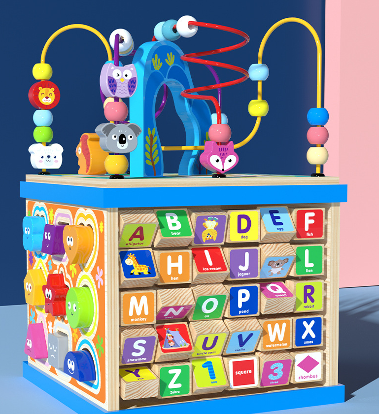 5-in-1 Activity Cube - Baby Wooden Toys for Fun Learning and Development