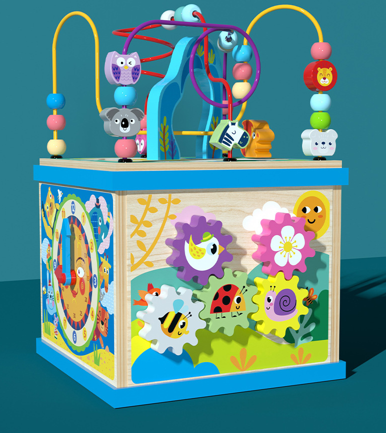 5-in-1 Activity Cube - Baby Wooden Toys for Fun Learning and Development