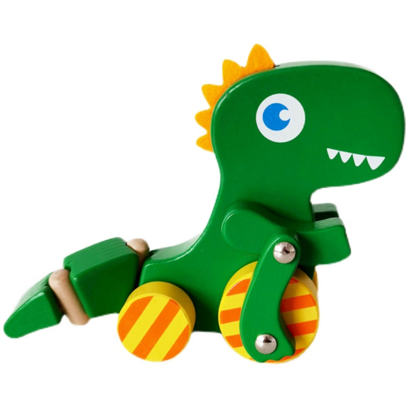 Cheerful Wooden Dinosaur Pull-Along Toy | Early Childhood Educational Playmate