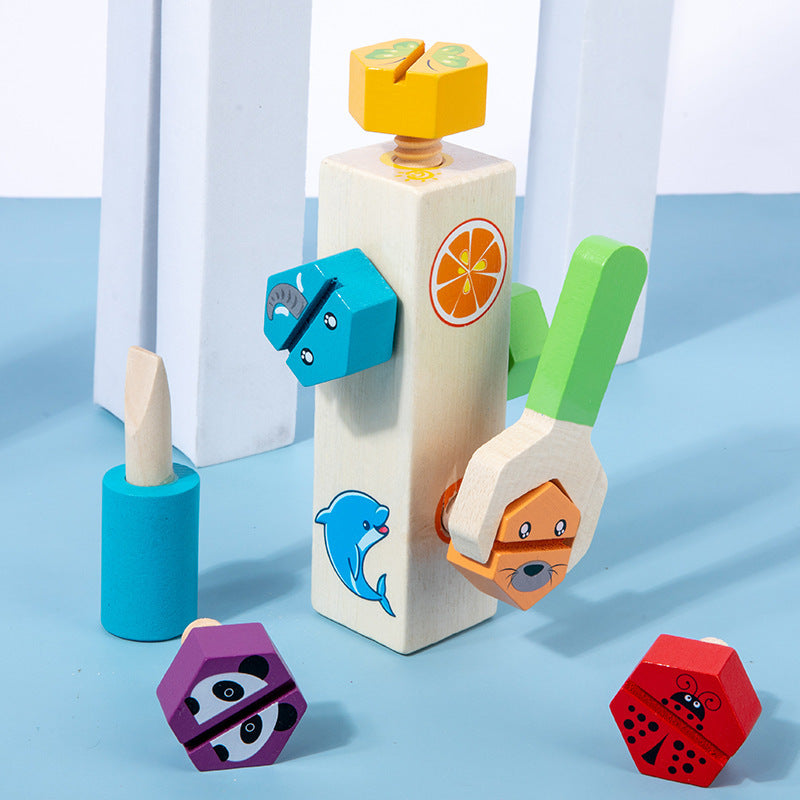 Animal Screw Wooden Toy | Creative Building &amp; Logic Development Toy for Kids