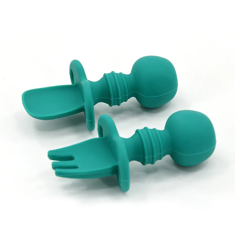 Baby Silicone Licking Fork & Spoon | Teething-Friendly Training Utensils
