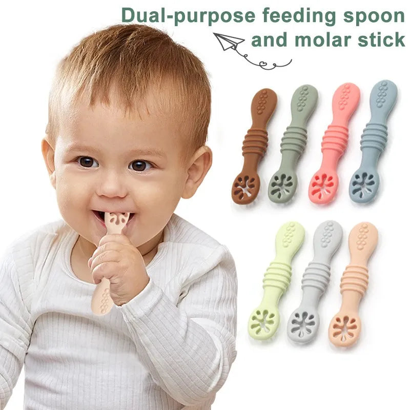 Baby Silicone Learning Spoons & Teether Toys | Soft, Safe, BPA-Free